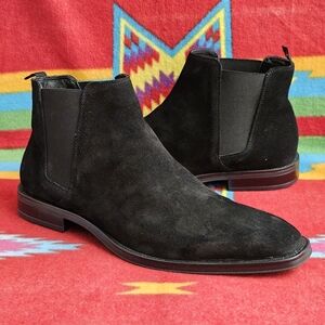 ALDO Mens Size 14 Chelsea Boots Gweracien Genuine Suede Leather Black Pull On